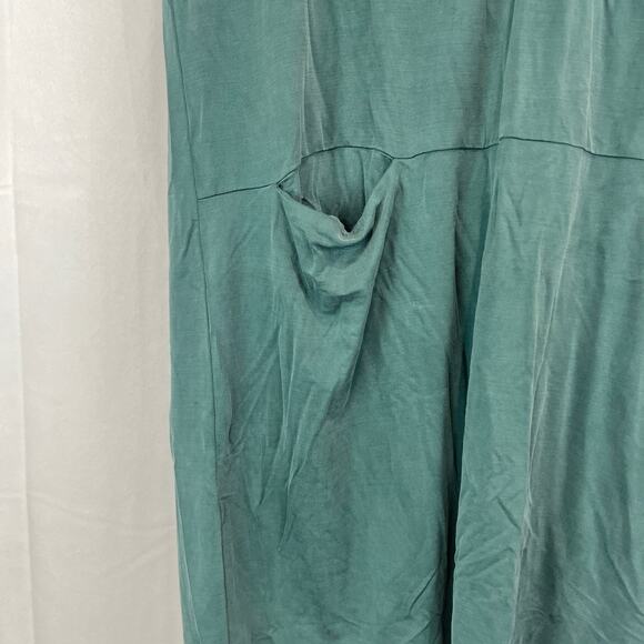 DOLAN Anthropologie Cap Sleeve V-Neck Tunic Dress Hi Low Green Petite S PS - Picture 5 of 9